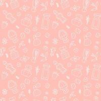 Seamless Pattern of Perfume Bottles and Floral Elements vector