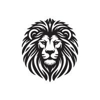 This image is a black-and-white illustration of a lion's face. vector