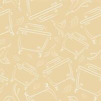 seamless pattern with a large square garbage can and with organic garbage, namely with a peel from under a banana on a yellow background, to fight against environmental pollution day vector