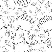 seamless pattern with a large square garbage can and various garbage placed chaotically, to fight against environmental pollution day vector
