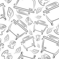 seamless pattern with a large square garbage can and with garbage, namely with a tin can, to fight against environmental pollution day vector