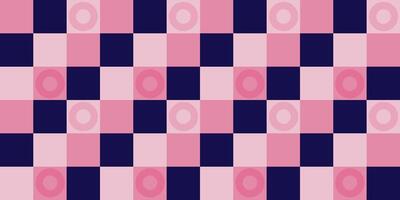Seamless pink and dark blue checkered pattern with circle shape vector
