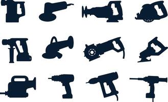 Power Tools icon, Featuring clean, detailed icons of essential power tools vector