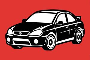 a black car on a red background vector