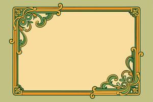 an ornate square frame with a green border vector