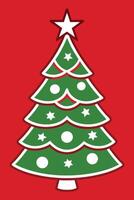 christmas tree icon on red background vector