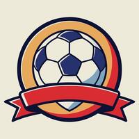 soccer ball with ribbon and banner in retro style vector