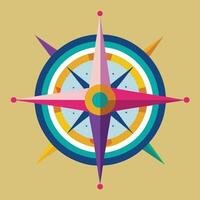 a colorful compass rose on a beige background vector