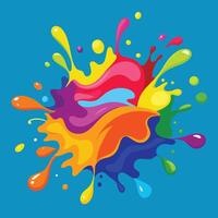 colorful splash of paint on blue background vector