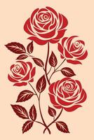 red roses on a beige background vector