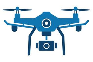 a blue drone with a camera on top vector