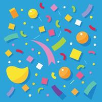 a colorful background with confetti and balloons vector