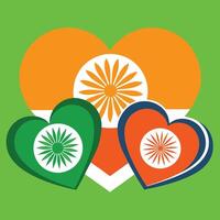 two hearts with the flag of india vector