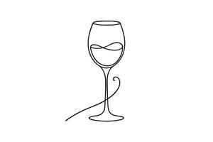 a line drawing of a glass of wine vector