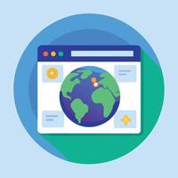 a flat icon of a globe on a computer screen vector