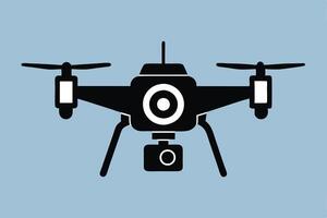 a black and white drone with a camera on it vector
