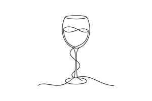 continuous line drawing of a glass of champagne vector