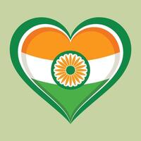 india flag in the shape of a heart vector