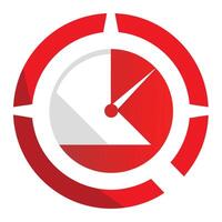 a red and white clock with a white circle vector