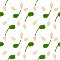 Sprouted grains with root and green sprouts Seamless Pattern in trendy minimalism. Healthy food fond. Isolated illustration Wrapping, wallpaper or web, cards, banner, label, booklet, media post vector