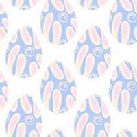 Easter eggs patterned hand drawn ornament and abstract bunny ears Seamless pattern Easter background. Isolated illustration Wrapping or web promo, posters, banners, cards, price, label, booklet vector