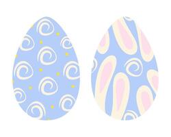 Easter eggs patterned abstract hand drawn ornament, dots and bunny ears. Easter design elements Set. Isolated illustration Cards, poster, banner, leaflet, price tag, label, booklet or web promo vector