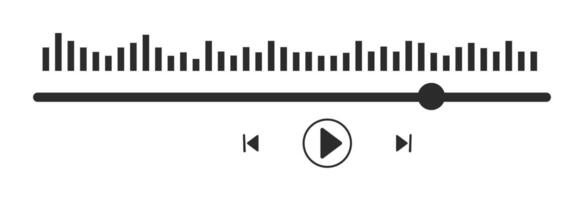 Music or play interface bar icon, voice record display. Podcast playlist, play button. Song simple equalizer, record. vector