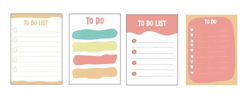 Set To do check list page doodle blank. Reminder, memo note hand drawn isolated on white. Pencil planner, notepad, sheet. vector