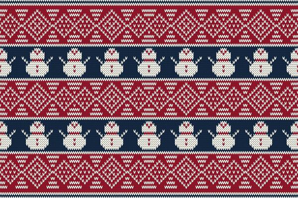 Knitting christmas seamless pattern geometric, snowman, flower ornament. Fabric Seamless pattern. illustration. Ikat ethnic oriental embroidery,Aztec style,baroque.design for texture,clothing