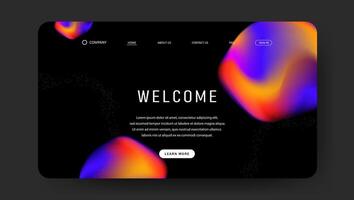 fluid futuristic design of landing page. retro gradient mesh website design vector