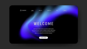 Abstract wave gradient design of landing page. retro gradient mesh website design vector