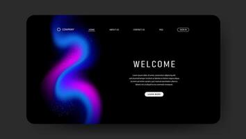 fluid wave blue and purple design of landing page. retro gradient mesh website design vector