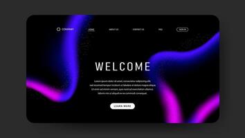 fluid blue and purple design of landing page. retro gradient mesh website design vector
