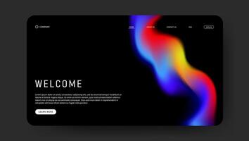 futuristic landing page. retro gradient mesh website design vector