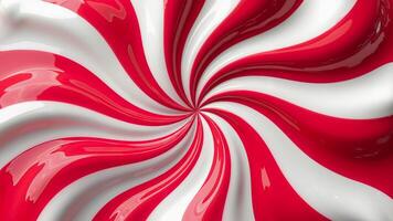Red and white sweet candy glossy smooth swirl pattern. Candy cane texture for Christmas greeting card, banner, invitation or festive design. Christmas background with red and white candy pattern photo