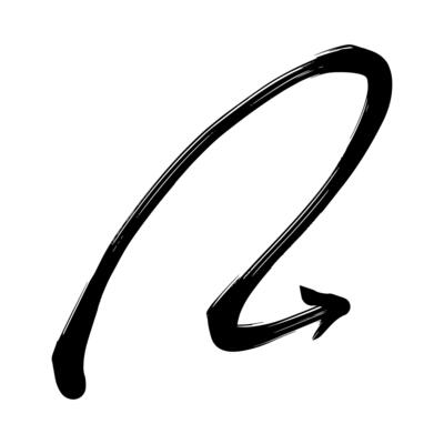 Dynamic black curved swoosh arrow, sleek brushstroke design for Direction or Emphasis suitable for highlighting direction, emphasis, or creative projects.