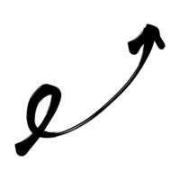 Elegant black brushstroke arrow with a looping base and upward trajectory, symbolizing progress, direction, or creativity. vector