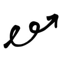 Black arrow with a unique loop in its middle, giving it a dynamic and modern appearance. The arrow is hand-drawn with a bold brushstroke, creating a clean yet organic feel. vector