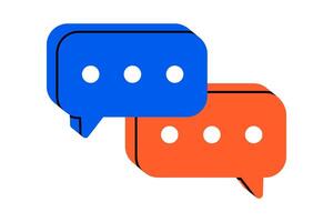 Hand drawn cute cartoon illustration two speech bubbles with three dots. Flat comment message doodle. Dialog or discussion. Social media icon. Communication app. Chat notification. Isolated. vector