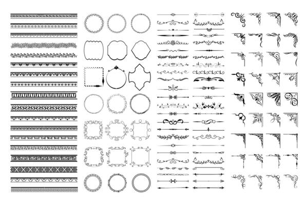Hand Drawn Ornamental Frames, Borders, Dividers, corner, Swirls, and Flourishes