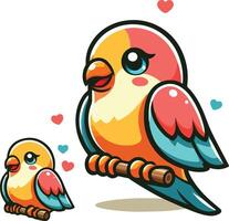 Parrots on the tree branch vector