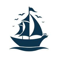 A sailing ship with sails flying in the wind vector