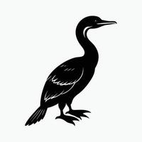 A black and white silhouette of a bird vector