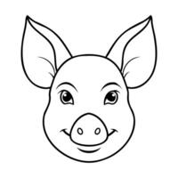 A pig's head is shown in a black and white drawing vector