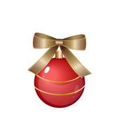 christmas red ball with gold stars and red bow ribbon. Great decorative element for your Christmas and New year design vector