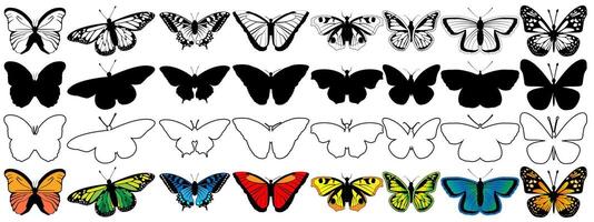 Set of Beautiful butterfly elements in different designs isolated on a white background vector