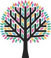 A lively tree embellished with leaves in a stunning array of colors Icon vector