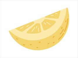 isolated on white flat illustration of slice of sour lemon. vector