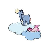 Piglet with Eeyore vector