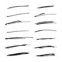 A variety of artistic hand-drawn brush strokes in black ink, ideal for creative design projects. Perfect for digital artists, graphic designers, and art enthusiasts seeking unique textures. vector